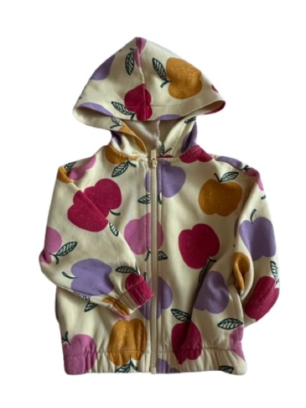 Old Navy Baby Girl 18-24M Cream Hoodie & Joggers Set with Apple Multicolor Print - Picture 3 of 14